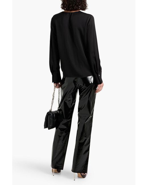 Theory Black Silk Crepe De Chine Top
