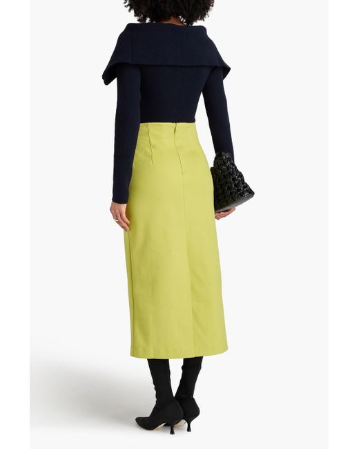 Tibi Yellow Jersey Midi Skirt
