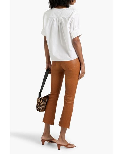 FRAME Brown Le Crop Mini Boot Leather Bootcut Pants