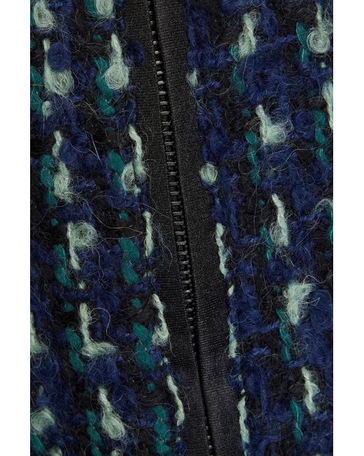 Emporio Armani Blue Wool-blend Bouclé-tweed Jacket