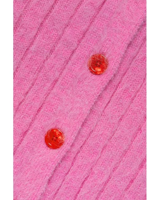 Christopher John Rogers Pink Maxikleid aus einer gebürsteten wollmischung in rippstrick