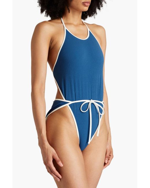 Lisa Marie Fernandez Blue Halterneck Wrap Swimsuit