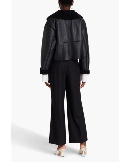 Loulou de Saison Black Bugur Oversized Shearling Jacket