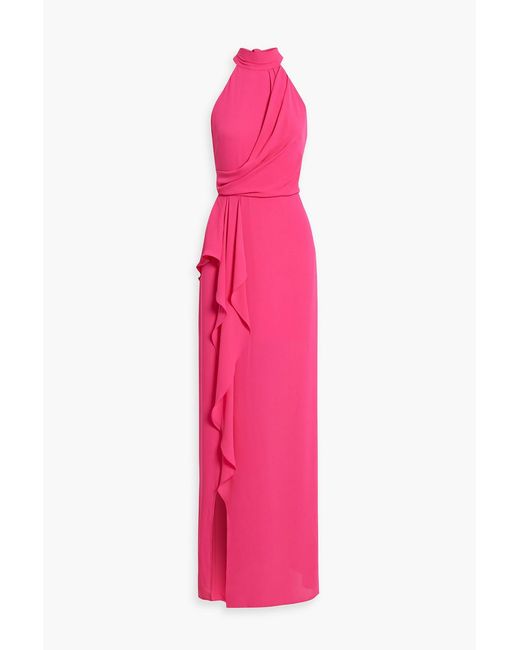 Halston Heritage Pink Meghan Draped Crepe Gown