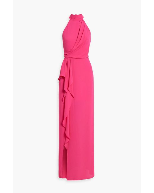 Halston Heritage Pink Meghan Draped Crepe Gown