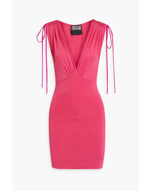 Versace Pink Ruched Jersey Mini Dress