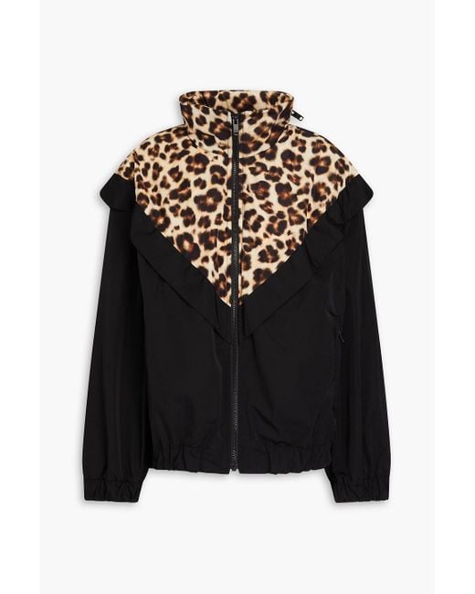Sandro Black Leopard-print Shell Jacket