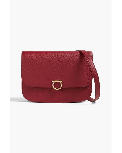 Ferragamo Red Gancini Pebbled-leather Shoulder Bag