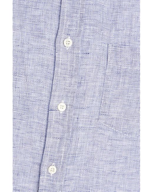 120% Lino Blue Slub Linen Shirt for men