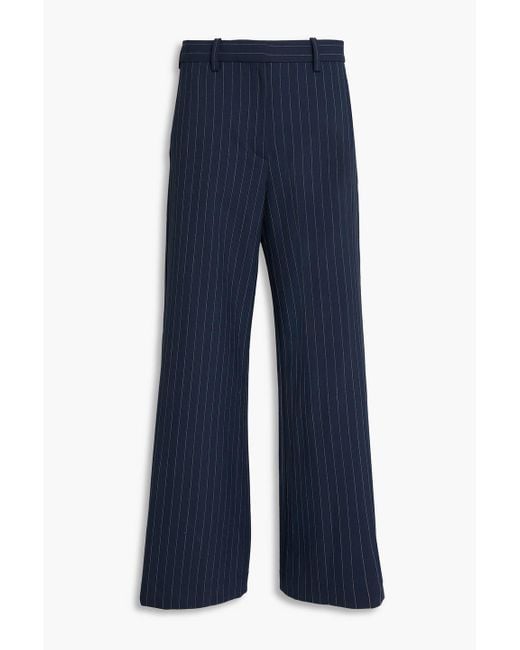 Maje Blue Hose mit weitem bein aus twill aus einer wollmischung mit nadelstreifen