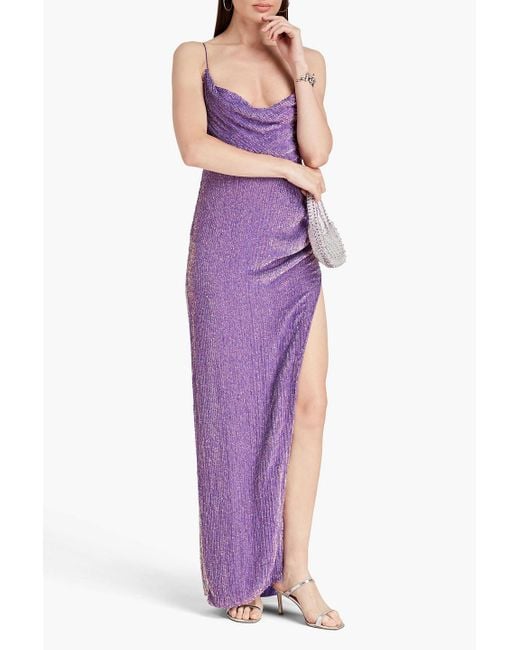 retroféte Purple Katya Sequined Chiffon Gown