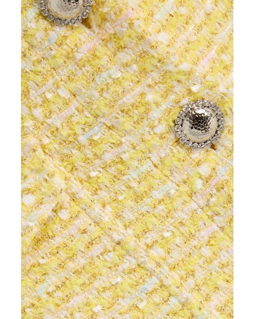 Alessandra Rich Yellow Embellished Metallic Tweed Mini Skirt