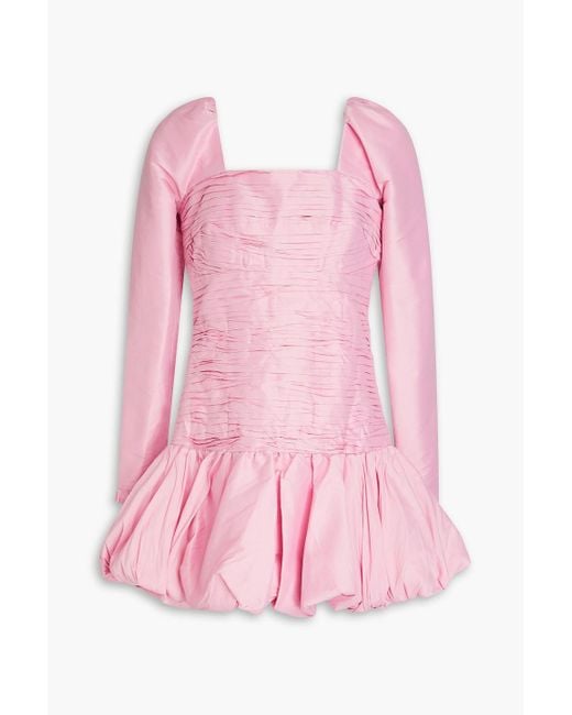 Aje. Pink Bijou Ruffled Pleated Taffeta Mini Dress
