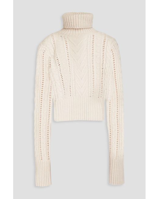 Rag & Bone White Elizabeth Cable-knit Wool, Cotton And Alpaca-blend Turtleneck Sweater