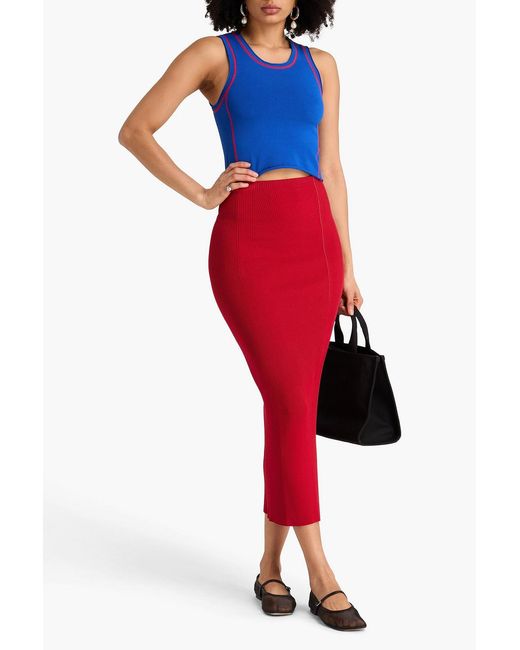 Tory Burch Blue Cropped Knitted Tank