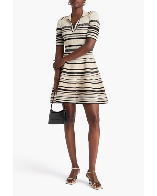 Jonathan Simkhai Gray Striped Ribbed-Knit Mini Dress