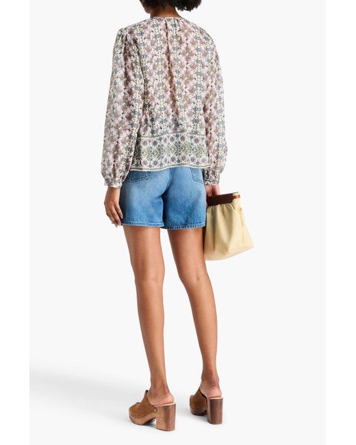 Isabel Marant White Oberteil "moeni" aus seiden-georgette mit floralem print