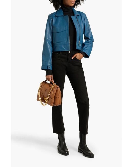 Muubaa Blue Leather Jacket