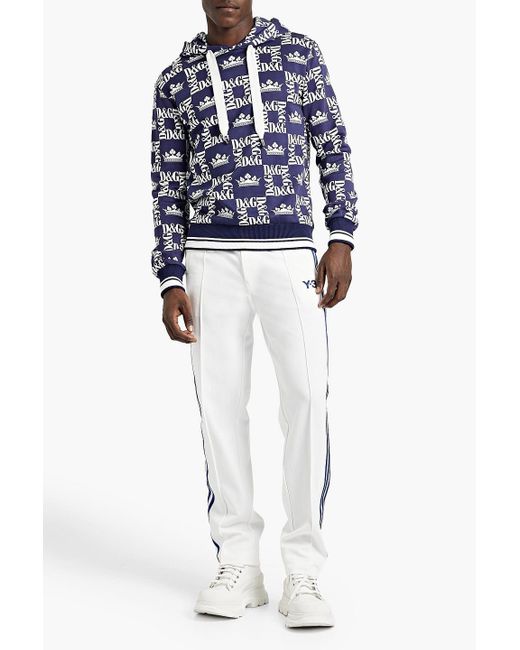 Dolce & Gabbana Blue Printed French Cotton-terry Hoodie for men