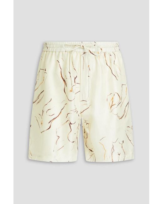 Nanushka Natural Printed Silk-twill Drawstring Shorts for men