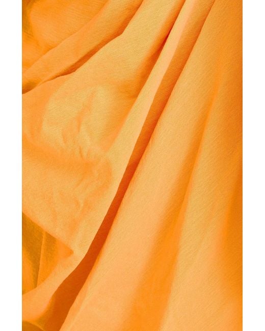 Jacquemus Orange Bahia Draped Woven Mini Shirt Dress