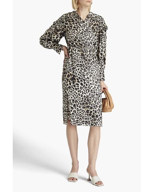 Day Birger et Mikkelsen White Gathered Satin Midi Wrap Dress