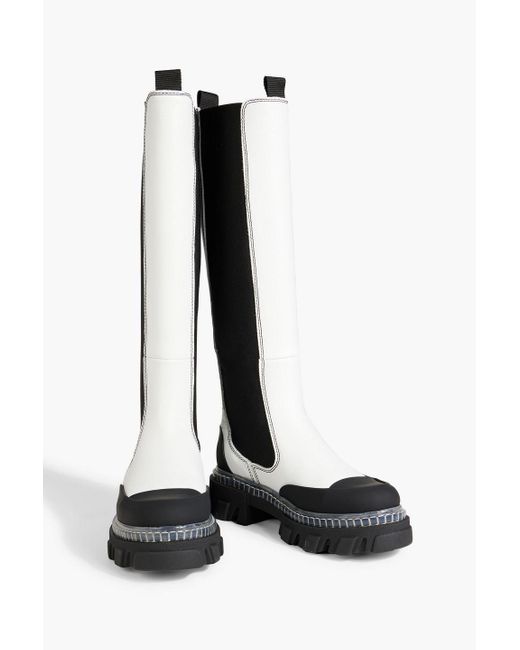 Ganni Black Leather Knee Boots