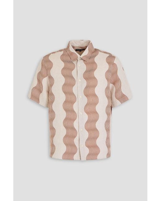 Frescobol Carioca White Castro Printed Linen Shirt for men