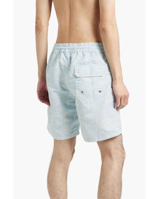 Frescobol Carioca Blue Long-length Printed Swim Shorts for men
