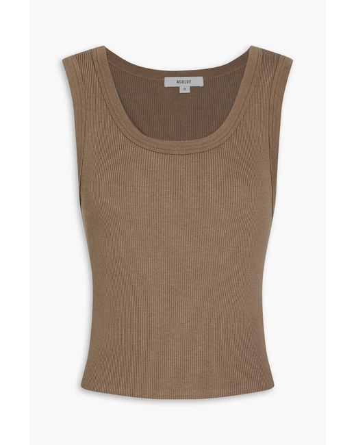 Agolde Brown Ribbed Jersey Tank