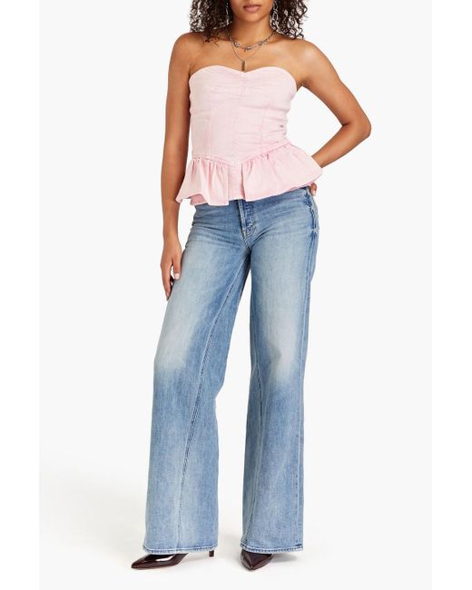 Isabel Marant Pink Dolizina Strapless Denim Peplum Top