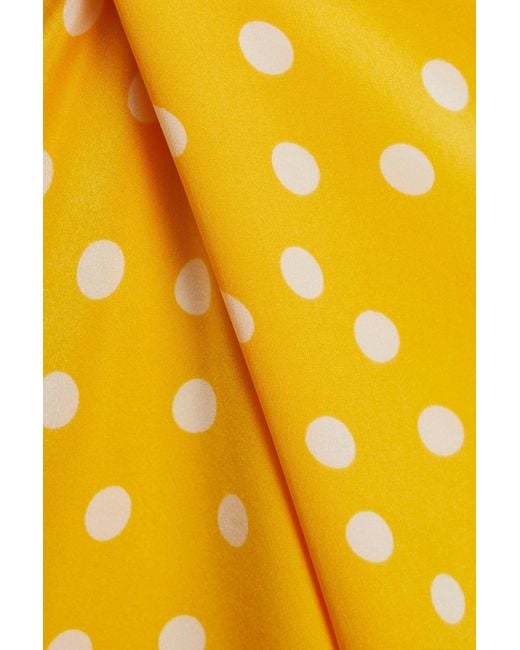 Claudie Pierlot Yellow Polka-dot Silk-satin Midi Skirt