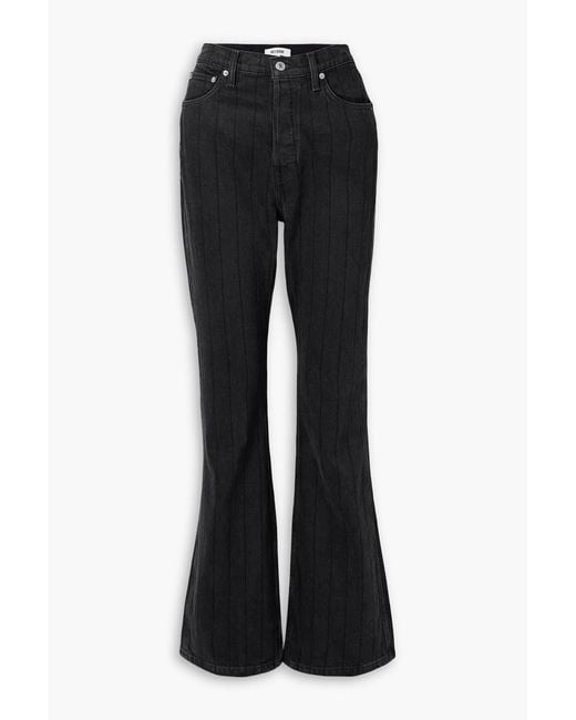 Re/done Black The Riding Jean Striped High-rise Flared Jeans