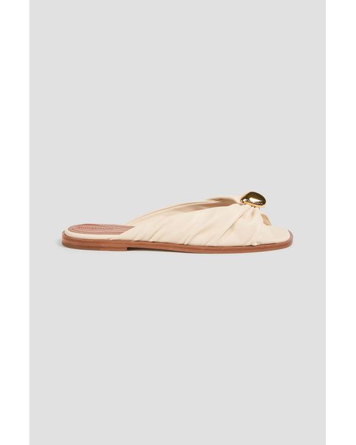 Zimmermann White Embellished Leather Slides