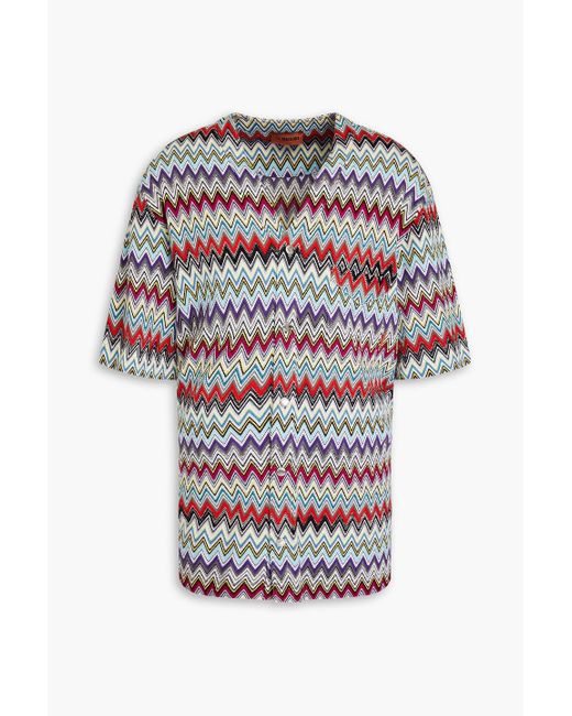 Missoni White Appliquéd Crochet-knit Cotton Shirt for men