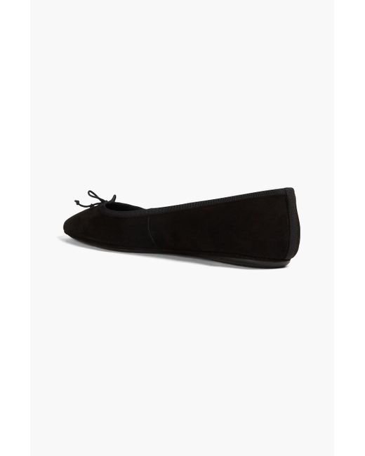Veronica Beard Black Beatrix Bow-detailed Suede Ballet Flats