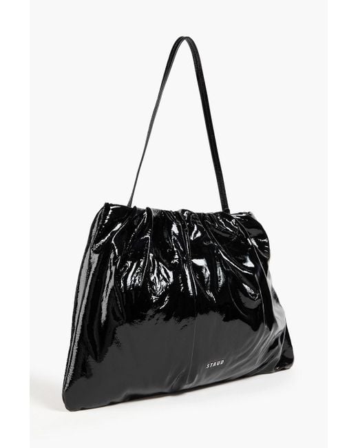 Staud Black Phoebe Patent-Leather Shoulder Bag