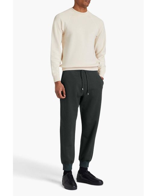 Giorgio Armani Black Tapered Cotton And Cashmere-blend Fleece Sweatpants for men