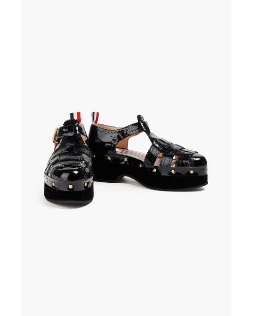 Thom Browne Black Patent-leather Sandals