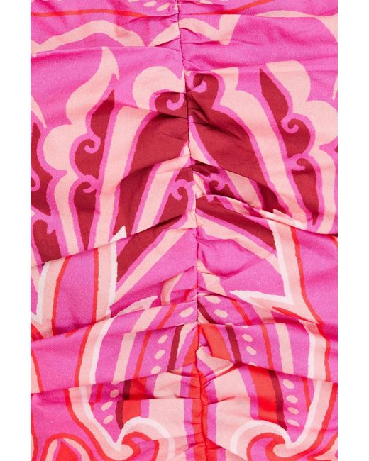 Etro Red Off-The-Shoulder Paisley-Print Stretch-Cotton Poplin Maxi Dress