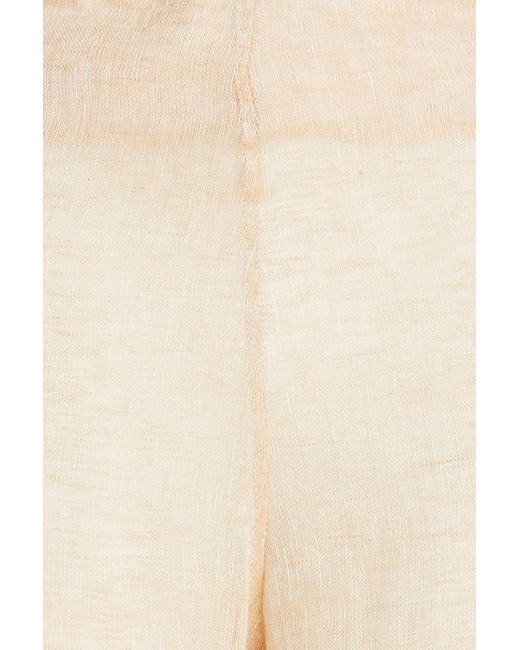 LeKasha White Sidfa Cutout Linen-gauze Wide-leg Pants