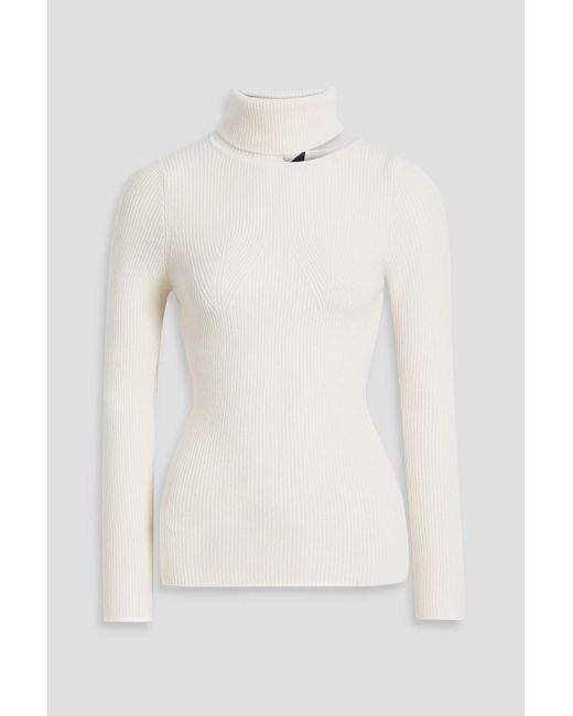 arch4 Natural Opal Cutout Ribbed Cashmere Turtleneck Sweater