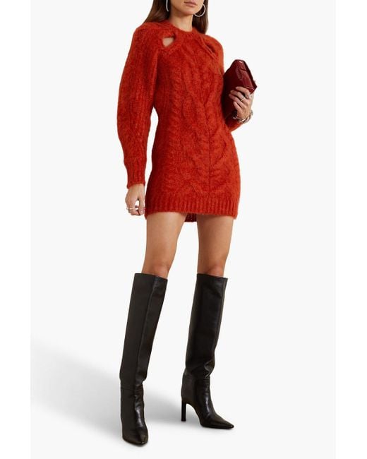 Isabel Marant Red Dalima Cutout Cable-knit Mohair-blend Mini Dress