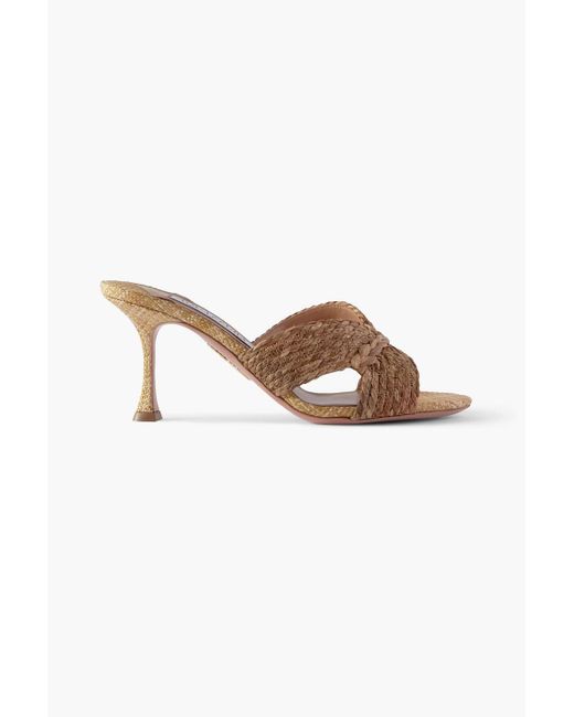 Aquazzura Rope 75 Raffia Mules in Natural | Lyst UK