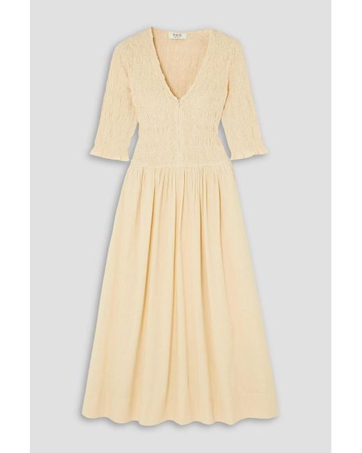 Sea Natural Juni Smocked Cotton Midi Dress