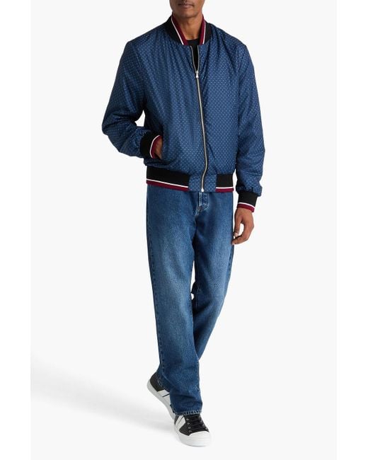 Dolce & Gabbana Blue Printed Shell Bomber Jacket for men