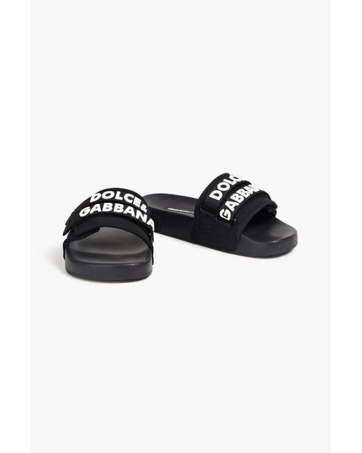 Dolce & Gabbana Black Printed Scuba Slides