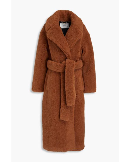 A.L.C. Brown Anderson Belted Faux Shearling Coat