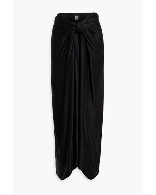 Totême  Black Knotted Satin Maxi Skirt