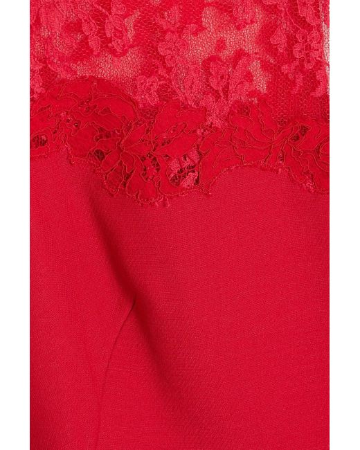 Valentino Garavani Red Minikleid aus crêpe aus einer woll-seidenmischung mit einsätzen aus schnurgebundener spitze